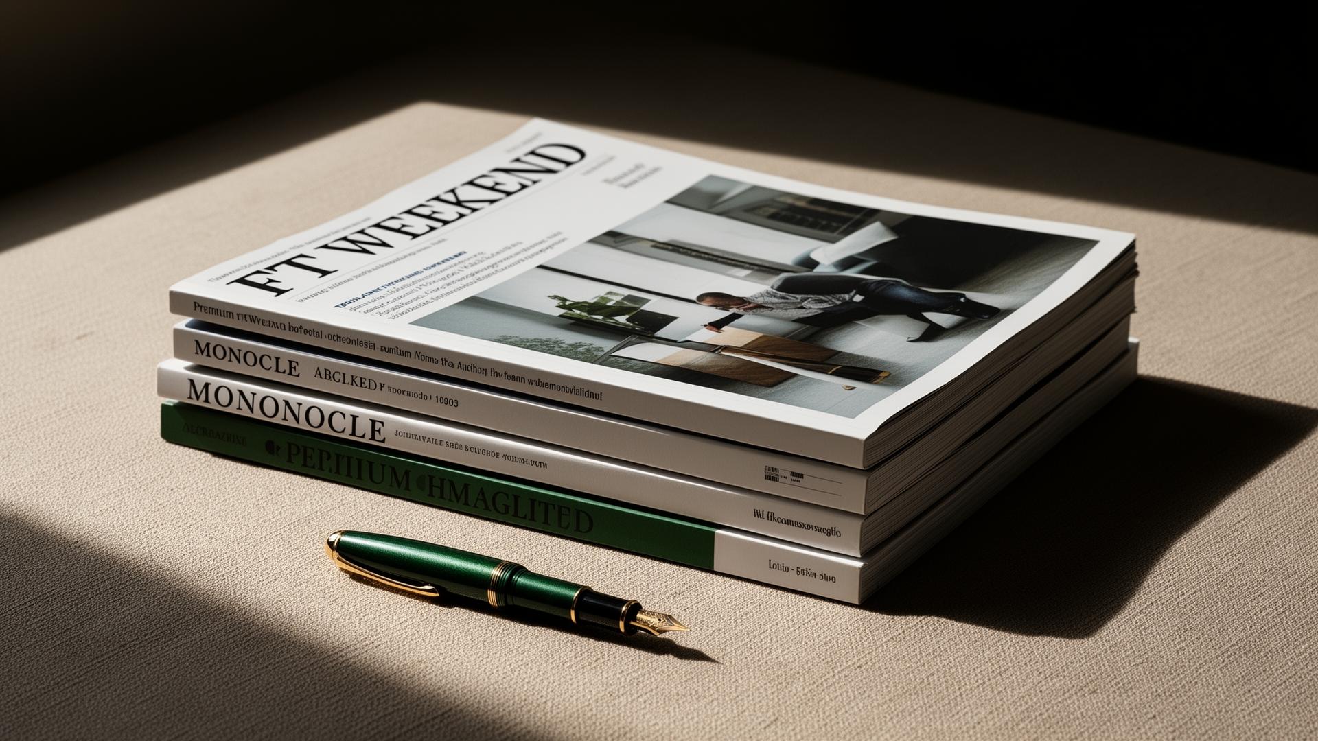 Premium business publications on a desk